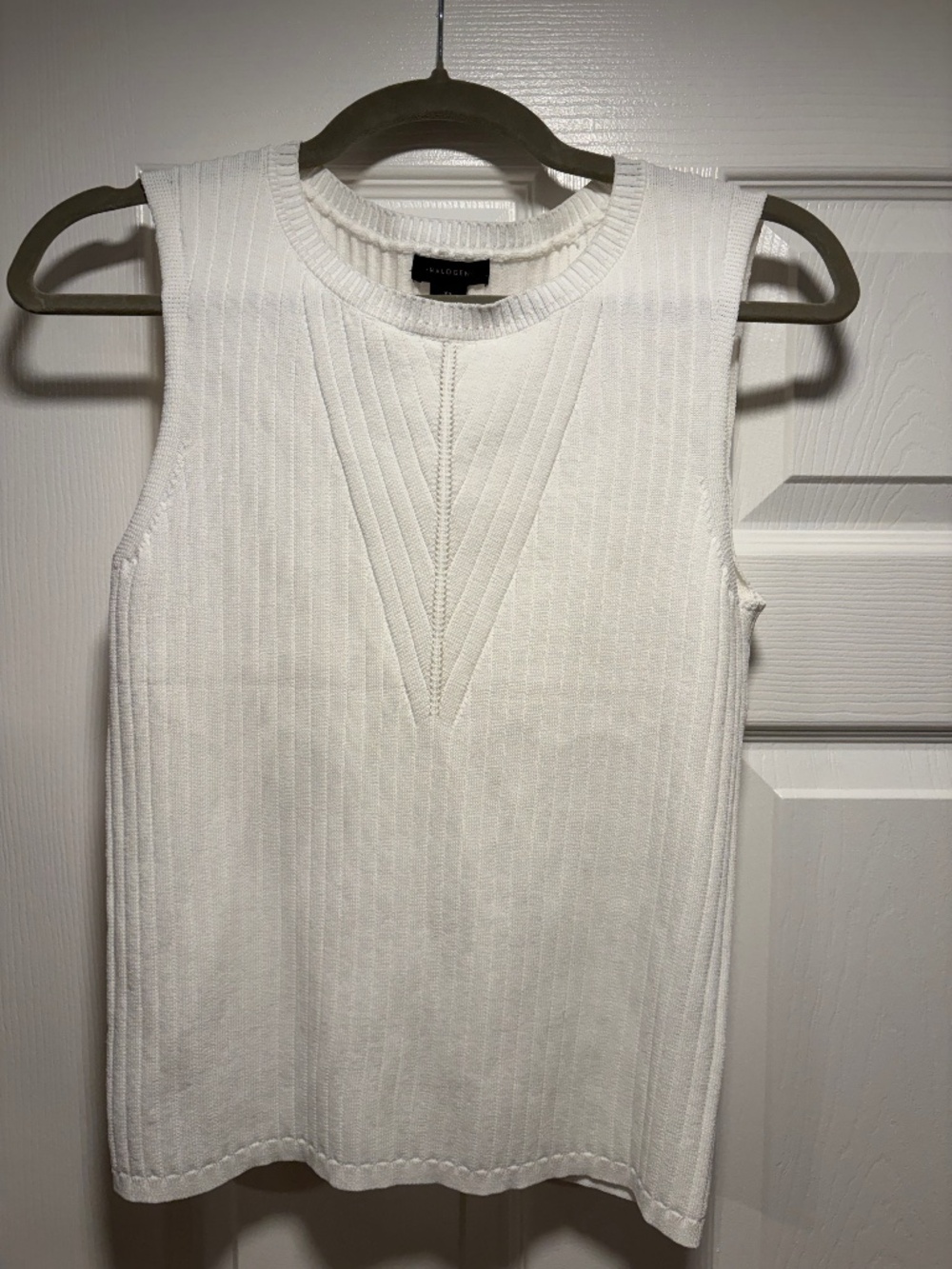 Halogen White Ribbed Sleeveless Sweater Tank Top Size XS